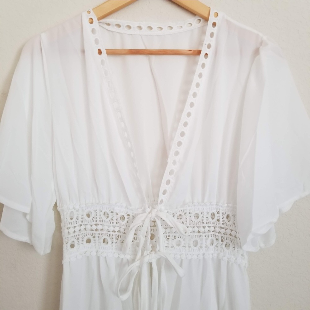 CCO Sexy Boho Kaftan Chiffon Crochet Beach CoverUp - Picture 6 of 7